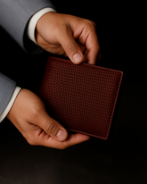 Textured Maroon Genuine Leather Wallet with Dual-Tone Interior & Coin Pocket